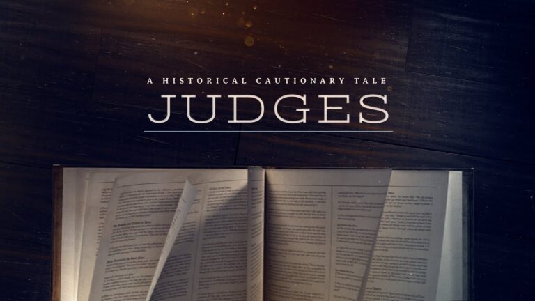 Open Bible under warm light with “Judges: A Historical Cautionary Tale” title overlay