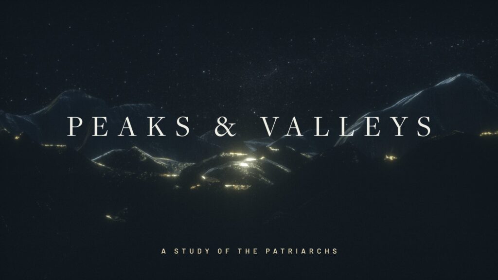 Peaks and Valleys sermon series cover with mountains at night