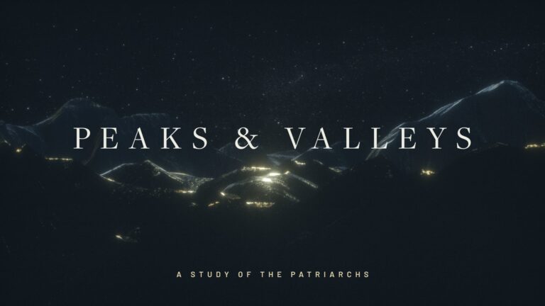 Peaks and Valleys sermon series cover with mountains at night